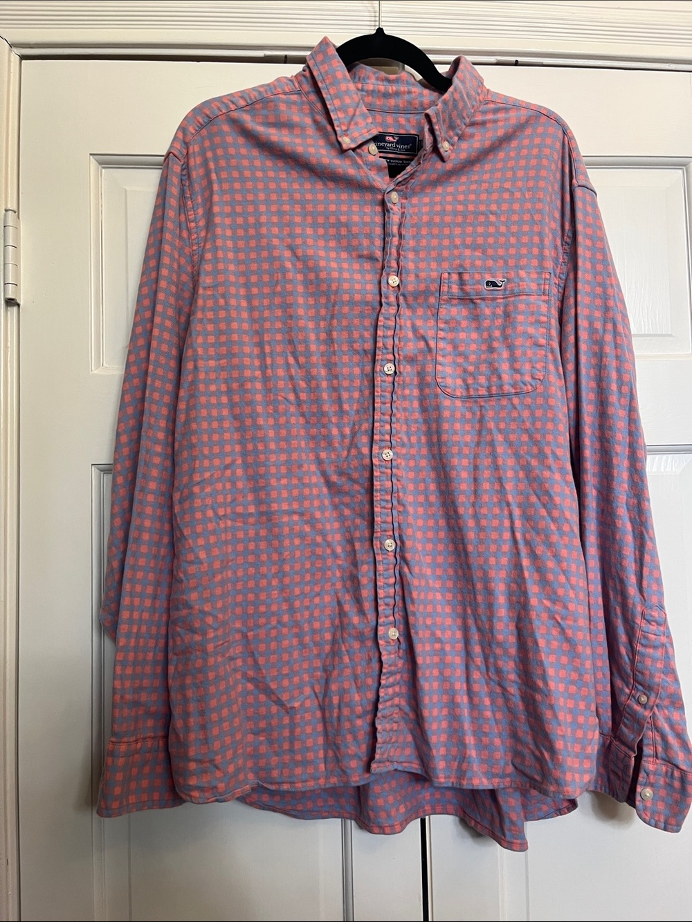 Vineyard Vines Pink and Blue Check Long-Sleeve Button Down Shirt